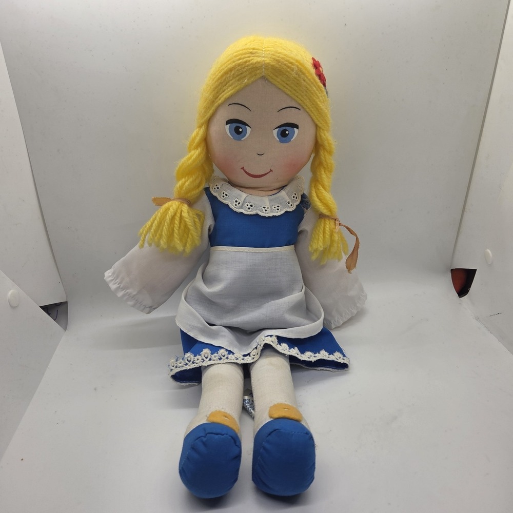Vintage 1977 Swiss Miss Cloth Rag Doll 14" Beatrice Foods Promotional Yarn‎ Hair